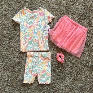 Powerpuff Girl Set - Top/ Shorts/ Skirt/ Scrunchy - 4T